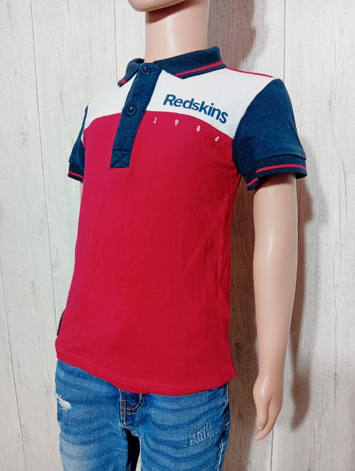 Polo manches courtes garcon-taille 5 ans-redskins-couleur marine blanc rouge – Redskins – taille 5 ans / 110 cm 5