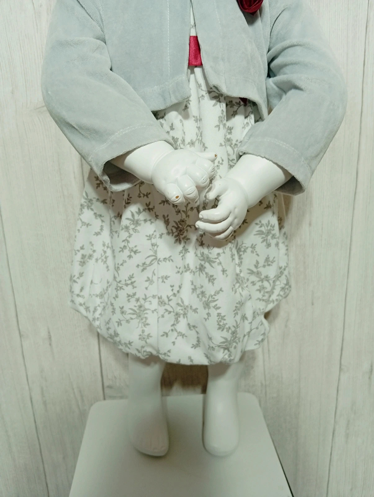 Jolie robe et son Boléro fille - taille 18 mois - couleur gris blanc bordeaux – taille 12-18 mois / 80 cm 3