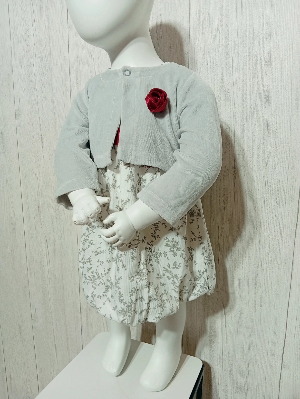 Jolie robe et son Boléro fille - taille 18 mois - couleur gris blanc bordeaux – taille 12-18 mois / 80 cm 5