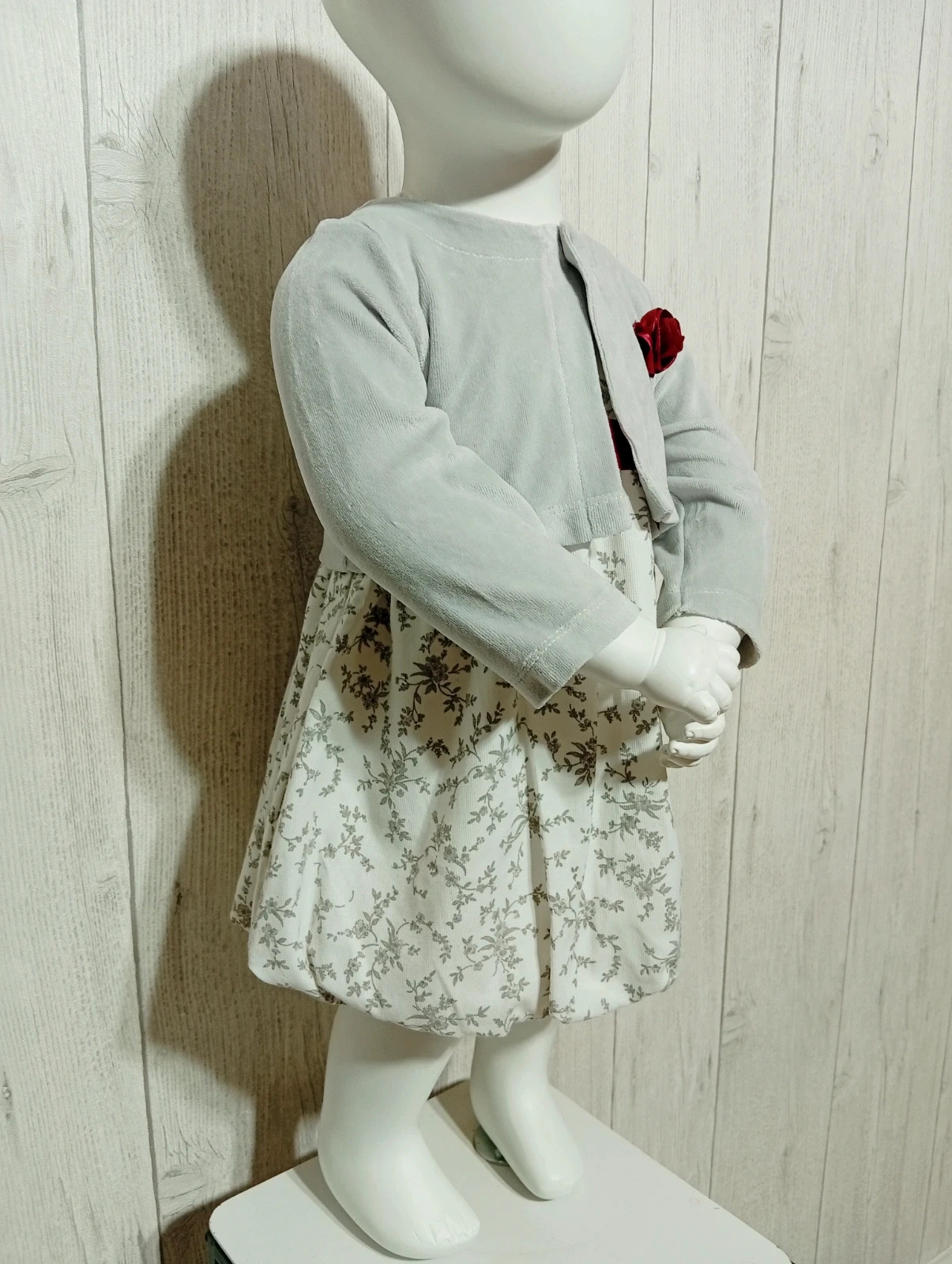 Jolie robe et son Boléro fille - taille 18 mois - couleur gris blanc bordeaux – taille 12-18 mois / 80 cm 4