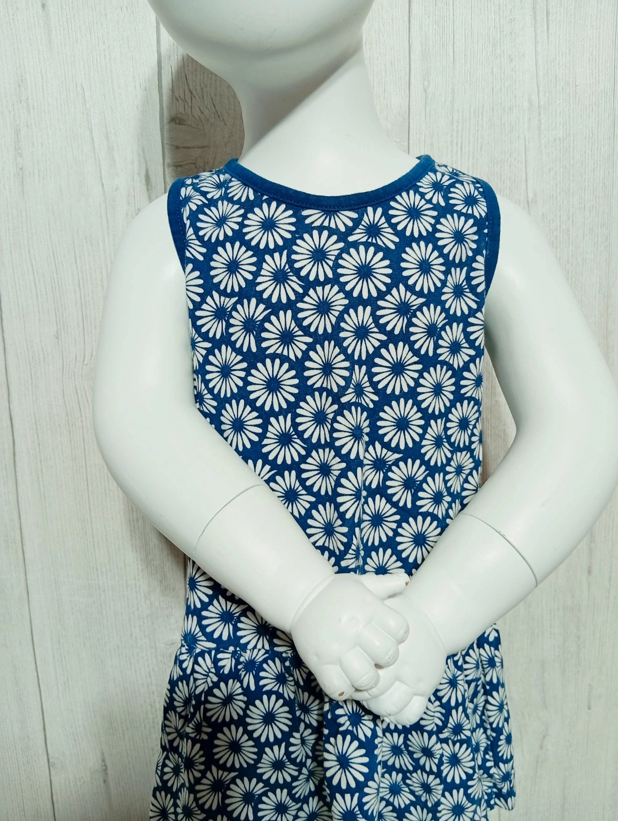 Robe fille imprimé a motif floral - taille 12/18mois (80 cm) -H&M - couleur marine et blanc – H&M – taille 12-18 mois / 80 cm 2