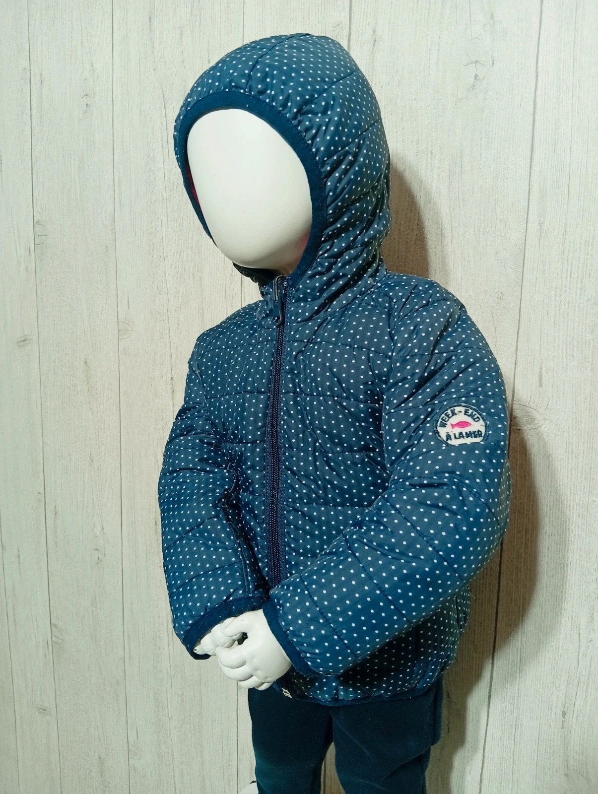 Doudoune a capuche fille - taille 18 mois - week-end a la mer - couleur marine fushia blanc – Week end à la Mer – taille 12-18 mois / 80 cm 3