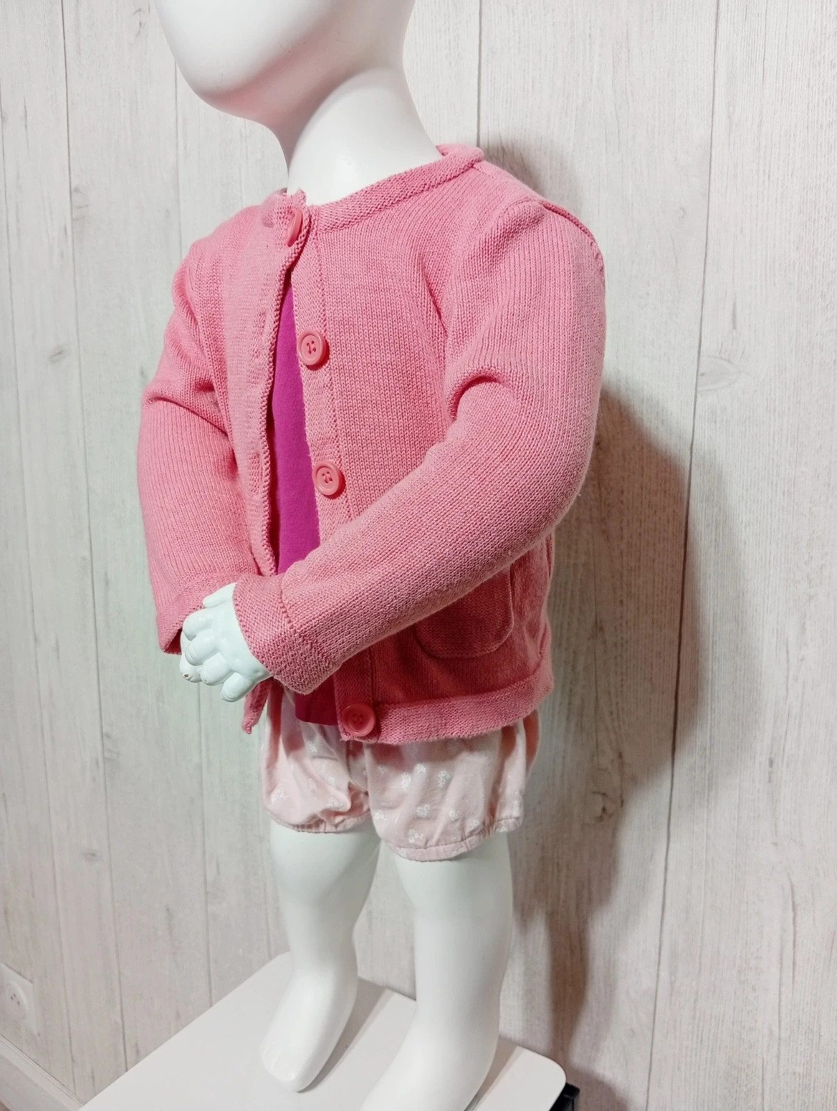 Ensemble 3 pieces fille - taille 18 mois (80 cm) - in extenso - couleur rose et fushia – In Extenso – taille 12-18 mois / 80 cm 5
