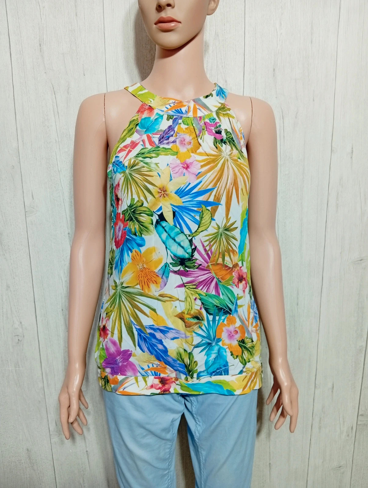 Débardeur a motif fleural - taille S/36 ( taille 1) - cache cache - couleur blanc multicolore