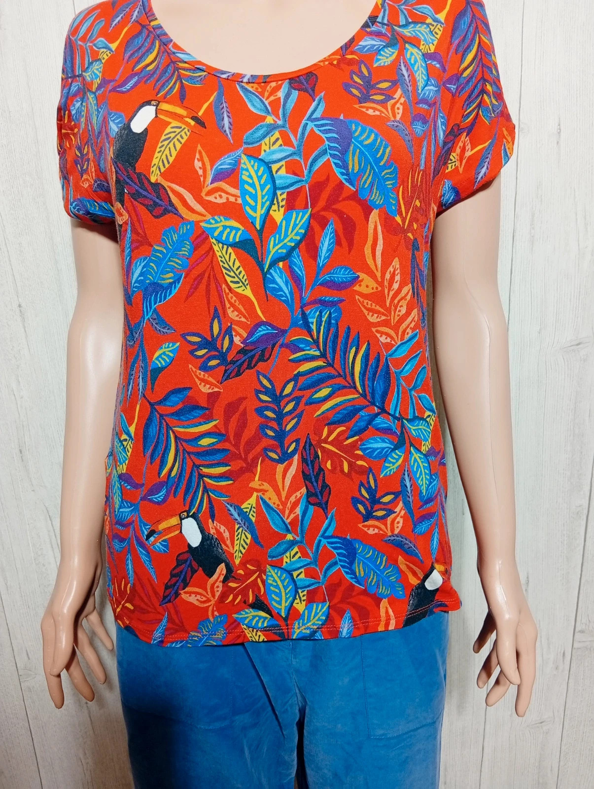 Blouse imprimé manches courtes femme-taille S/36-promod-couleur rouge multicolore – Promod – taille S / 36 / 8 3