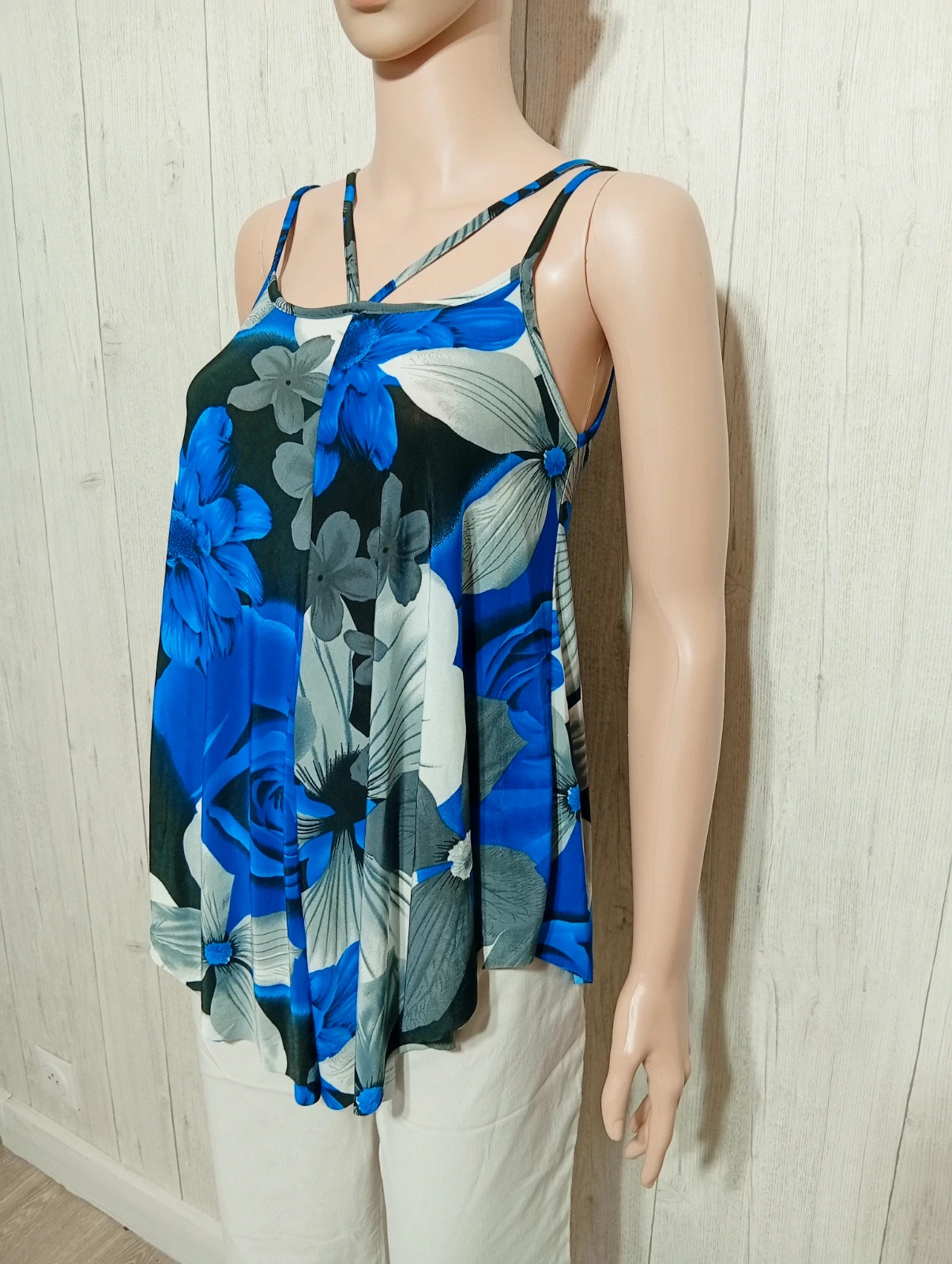Débardeur femme - taille S/36 - couleur bleu noir gris blanc – taille S / 36 / 8 5