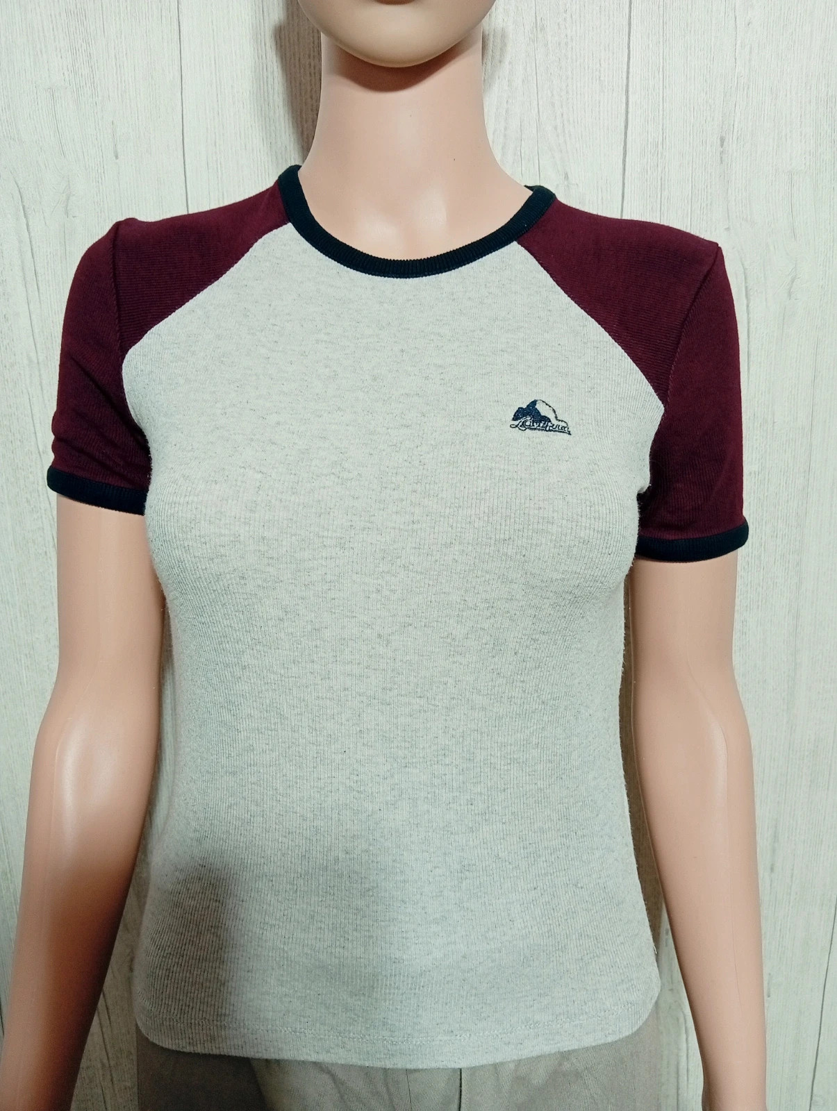 T-shirt manches courtes femme-taille S/36 - bershka - couleur gris bordeaux – Bershka – taille S / 36 / 8 2