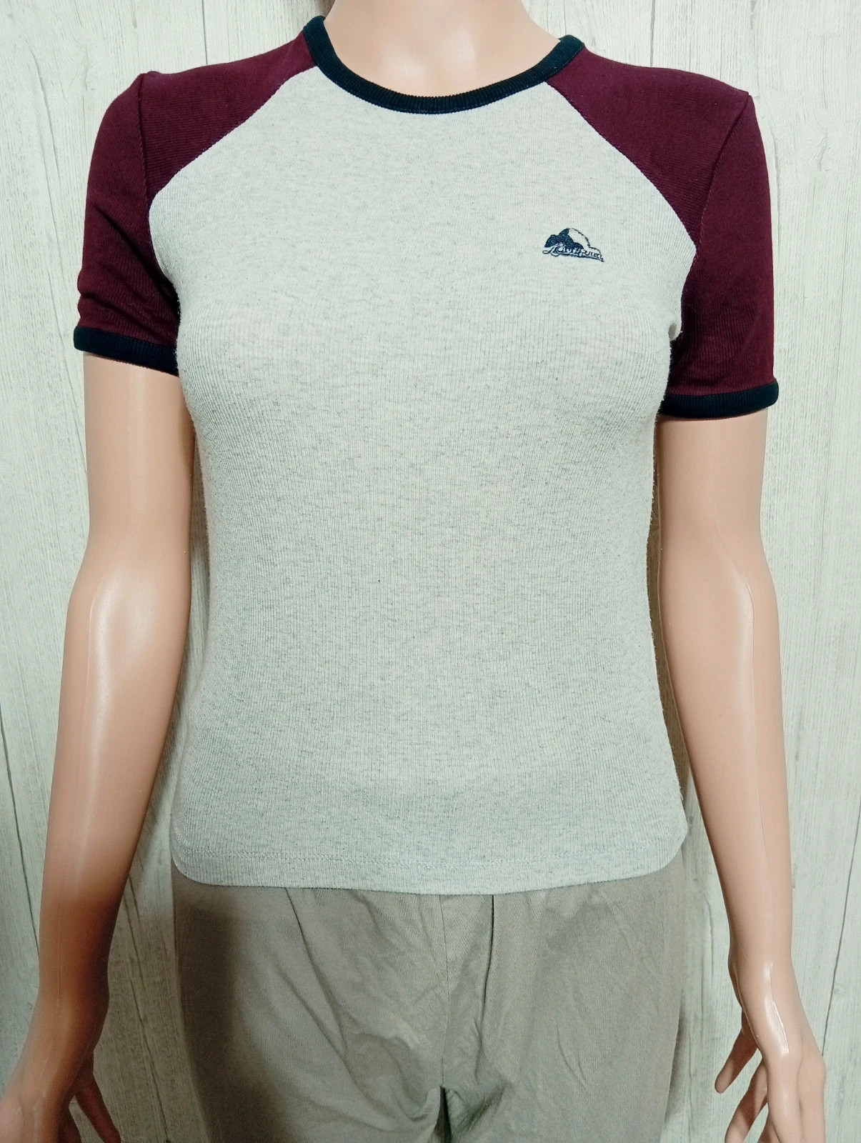 T-shirt manches courtes femme-taille S/36 - bershka - couleur gris bordeaux – Bershka – taille S / 36 / 8 3