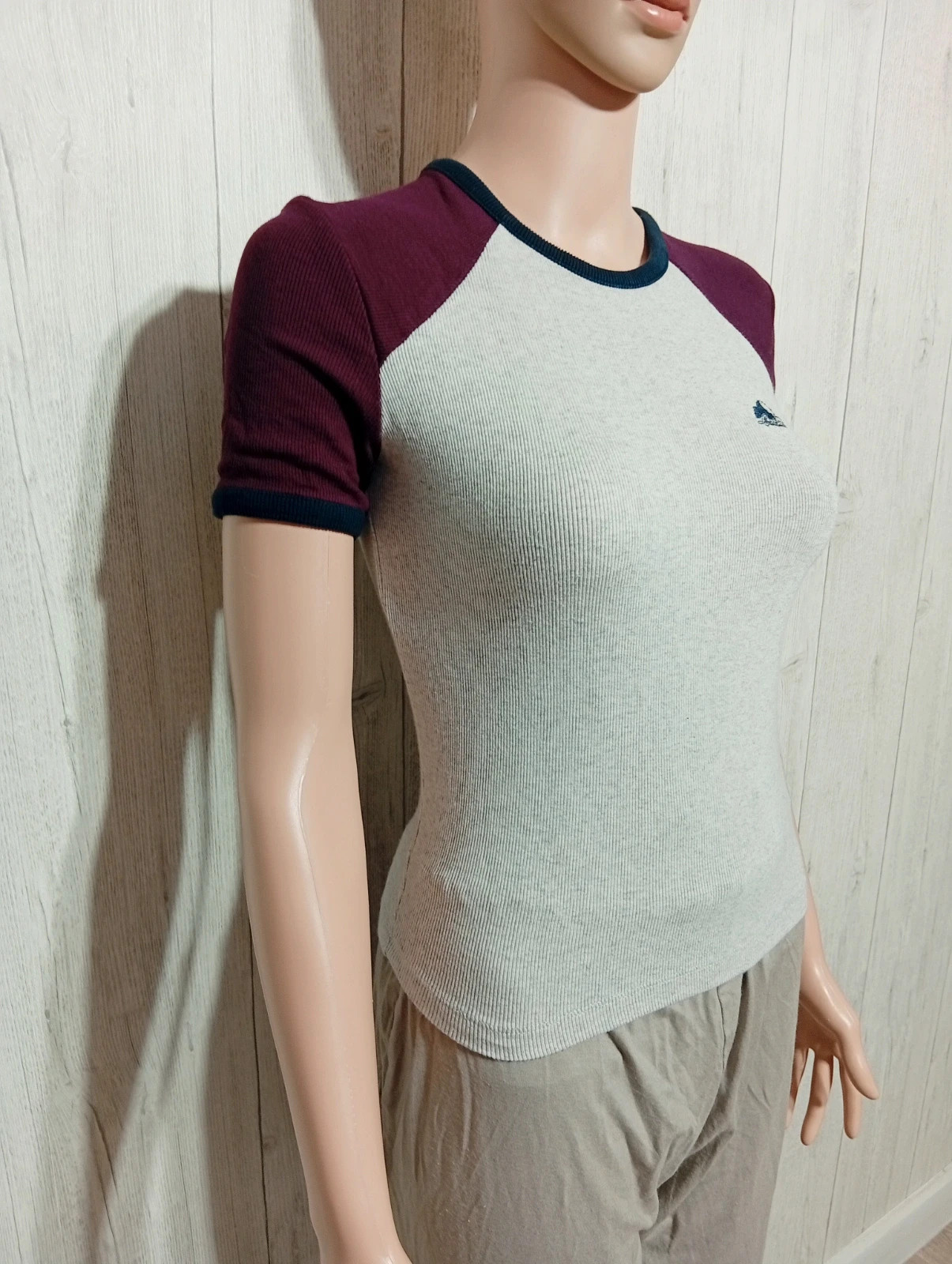T-shirt manches courtes femme-taille S/36 - bershka - couleur gris bordeaux – Bershka – taille S / 36 / 8 4