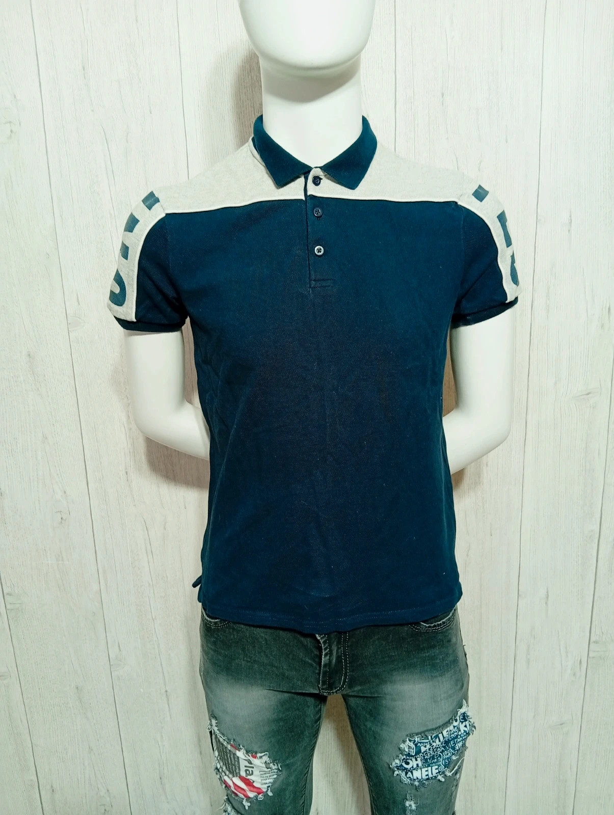 Polo garcon - taille 14 ans/S (164 cm) - IKKS - couleur marine gris