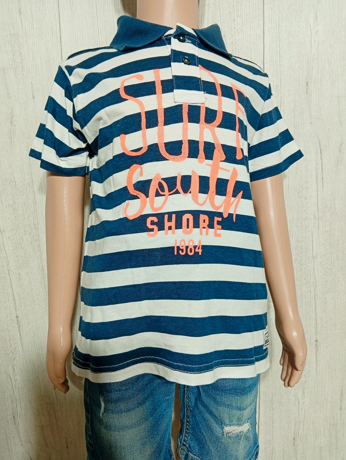Polo imprimé a rayure-taille 5 ans (110/116cm)-zeeman manches courtes-couleur marine blanc orange – Zeeman – taille 5 ans / 110 cm 3