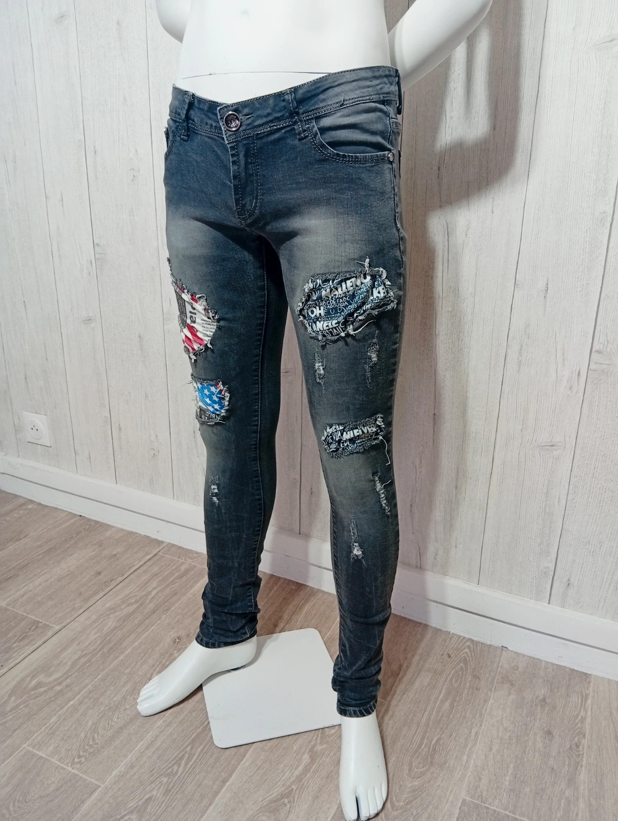 Jeans trouée homme - taille L/40 - G-Smack - couleur gris noir – G-Smack – taille L 5