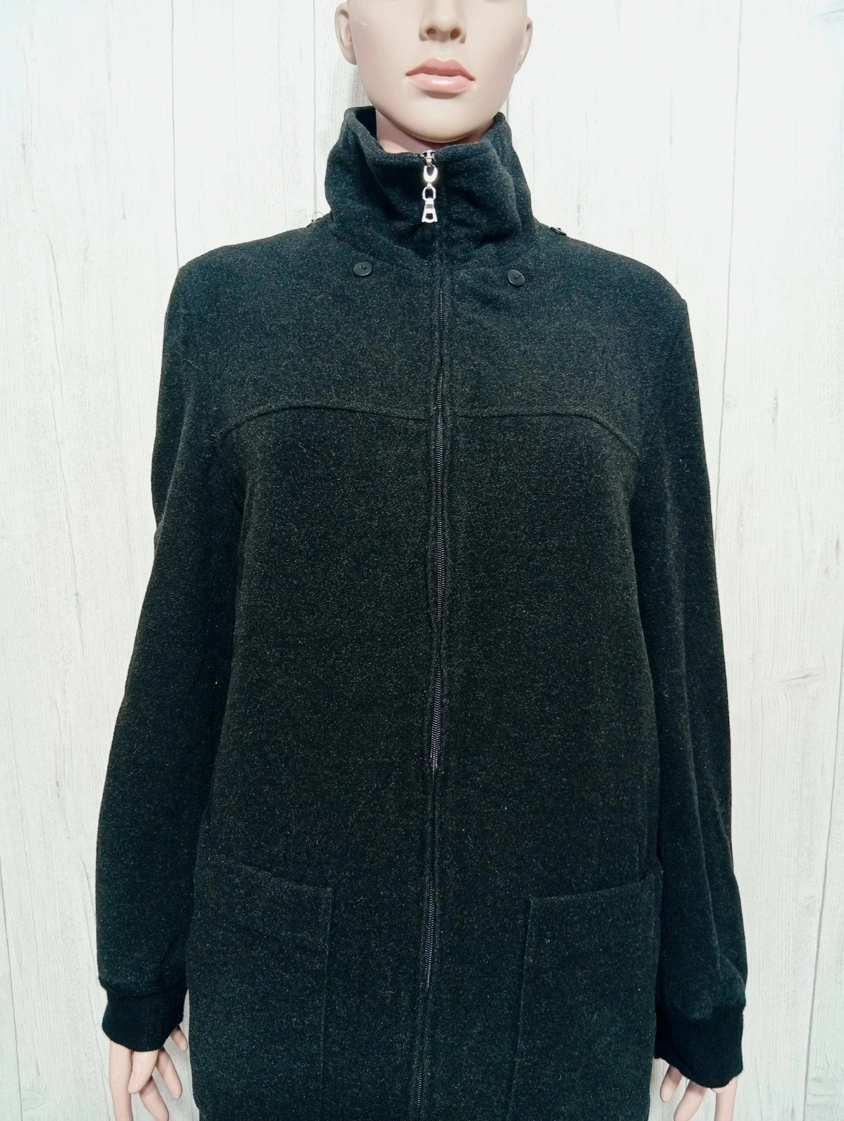 Manteau long femme-taille L/40( taille 3)-jacqueline Riu-couleur gris noir – Jacqueline Riu – taille L / 40 / 12 2