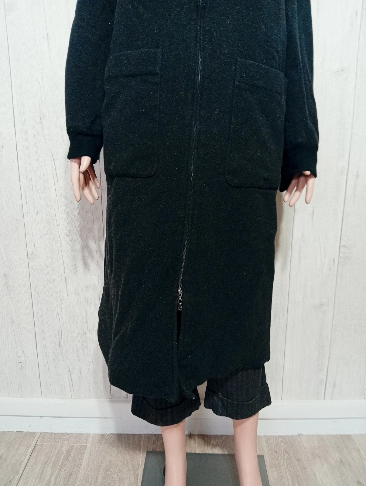Manteau long femme-taille L/40( taille 3)-jacqueline Riu-couleur gris noir – Jacqueline Riu – taille L / 40 / 12 3