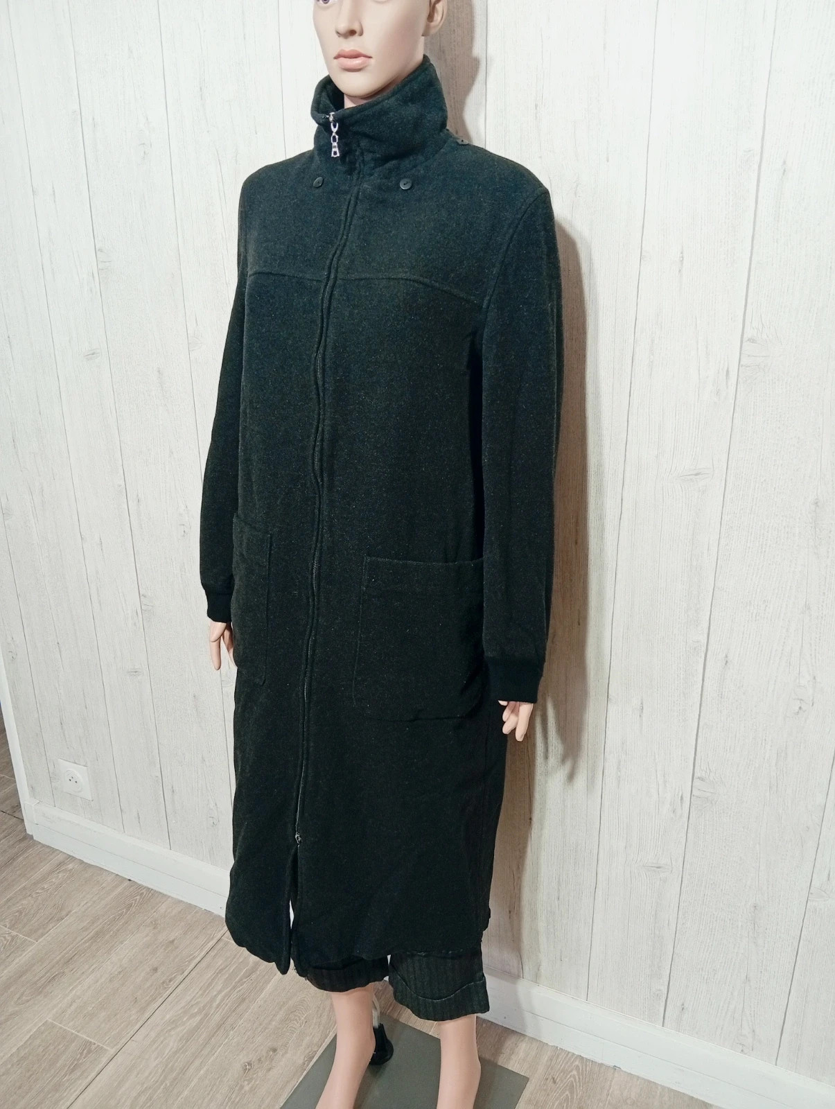 Manteau long femme-taille L/40( taille 3)-jacqueline Riu-couleur gris noir – Jacqueline Riu – taille L / 40 / 12 5