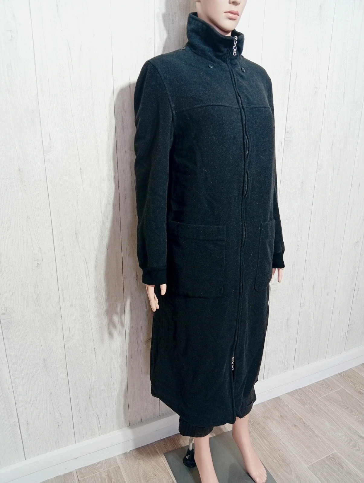 Manteau long femme-taille L/40( taille 3)-jacqueline Riu-couleur gris noir – Jacqueline Riu – taille L / 40 / 12 4