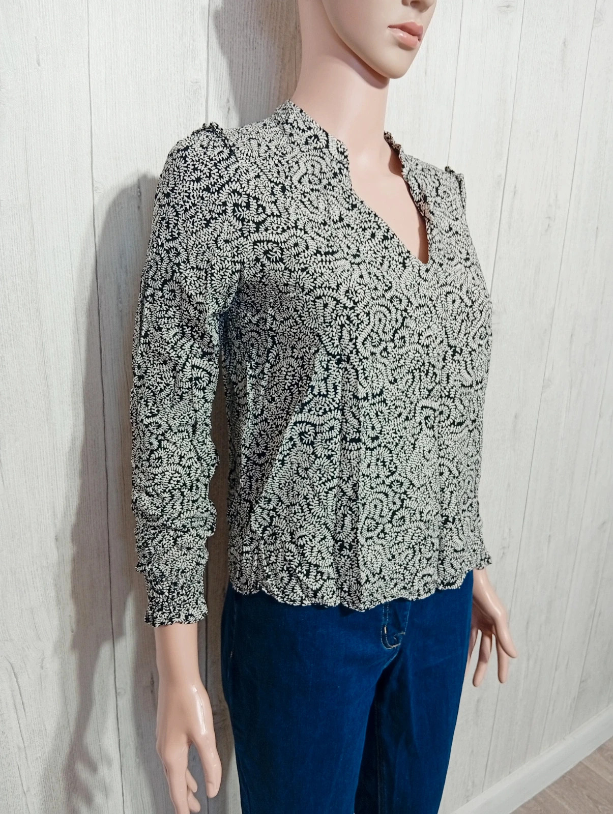 Blouse femme - taille S/36 - gemo - couleur noir et blanc – Gémo – taille S / 36 / 8 4