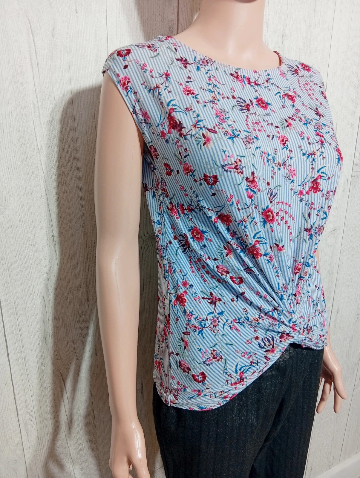 Blouse a motif floral manches courtes femme-taille S/36-parisienne-couleur bleu blanc et multicolore – Parisienne – taille S / 36 / 8 4