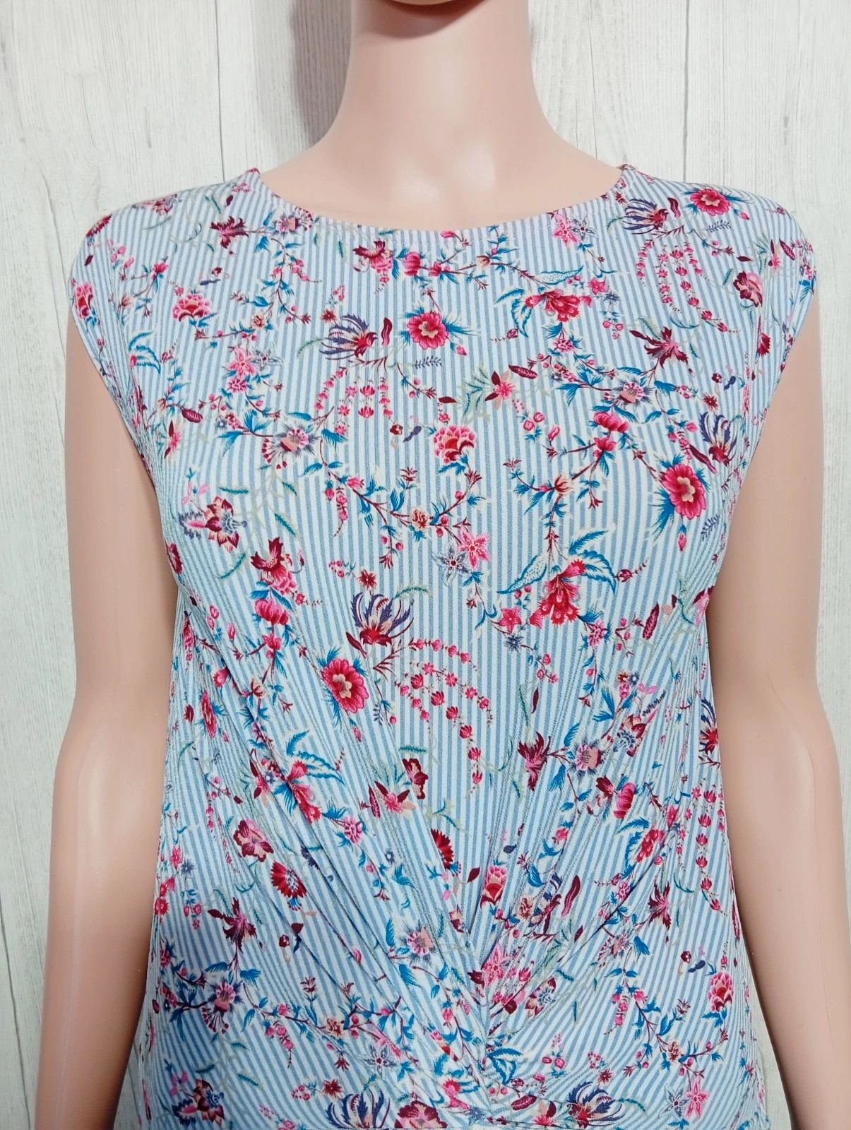 Blouse a motif floral manches courtes femme-taille S/36-parisienne-couleur bleu blanc et multicolore – Parisienne – taille S / 36 / 8 2