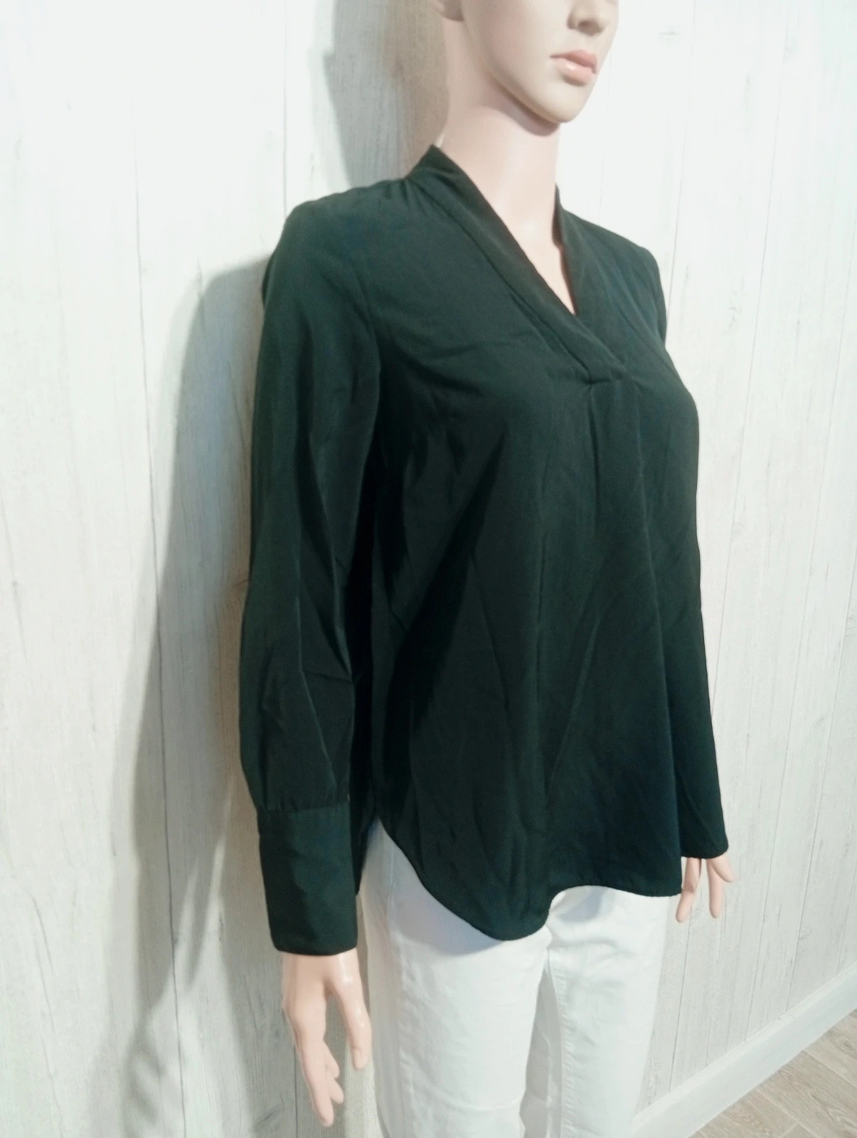 Blouse unis a manches longues femme - taille S/36 - H&M - couleur noir – H&M – taille S / 36 / 8 5