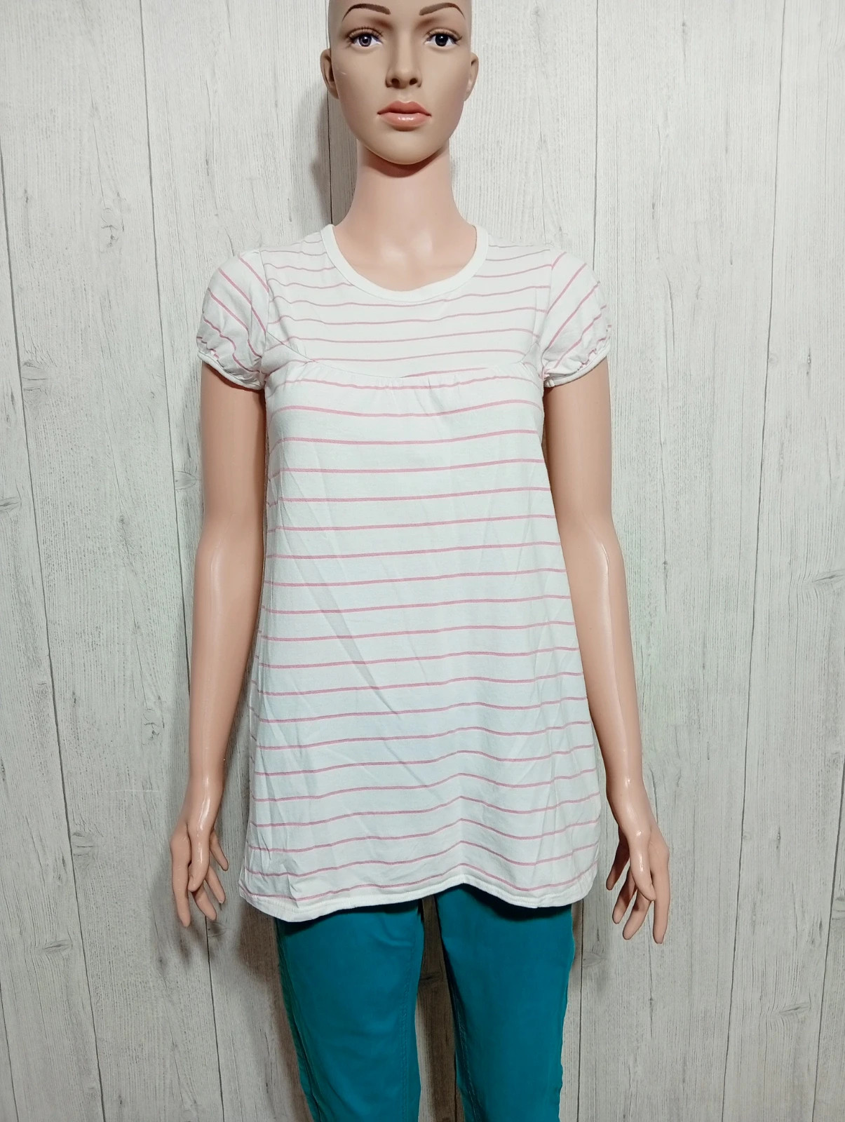 T-shirt a rayure manches courtes fille - taille 14 ans (156 cm) - okaidi - couleur rose et blanc