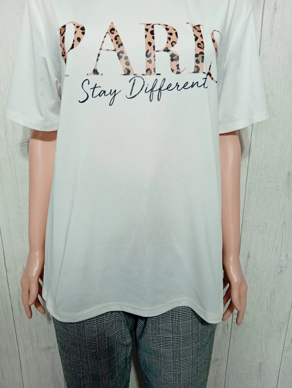 T-shirt imprimé manches courtes femme - taille 16 ans - couleur blanc marron et noir – taille 16 ans / 176 cm 3