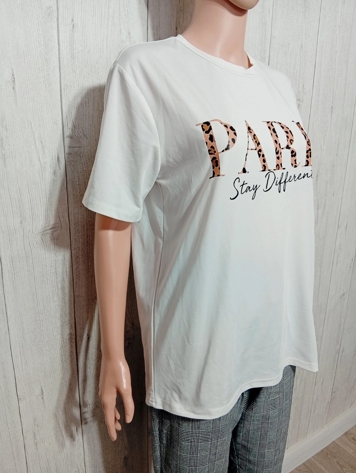 T-shirt imprimé manches courtes femme - taille 16 ans - couleur blanc marron et noir – taille 16 ans / 176 cm 4