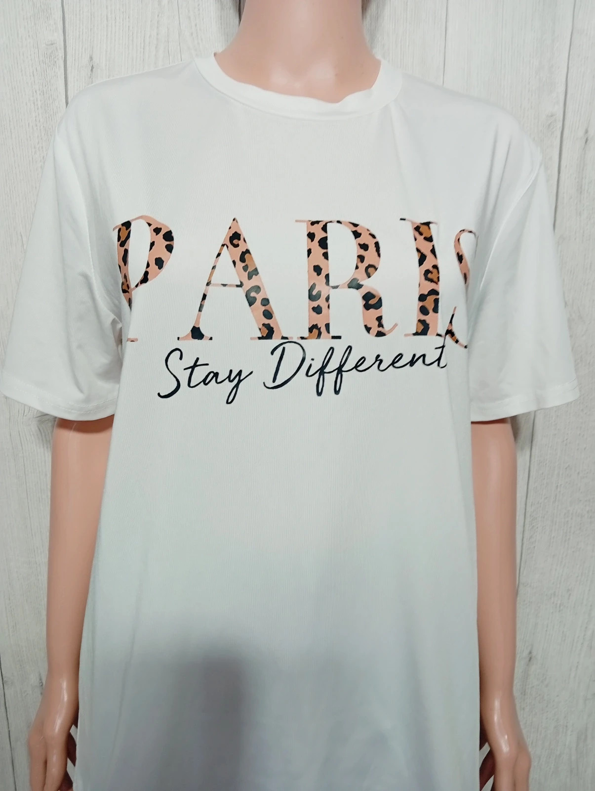 T-shirt imprimé manches courtes femme - taille 16 ans - couleur blanc marron et noir – taille 16 ans / 176 cm 2