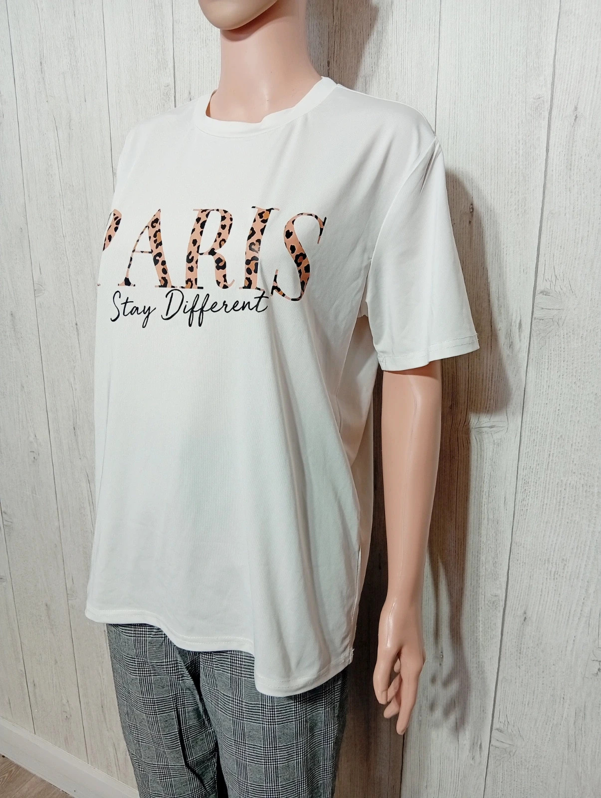 T-shirt imprimé manches courtes femme - taille 16 ans - couleur blanc marron et noir – taille 16 ans / 176 cm 5