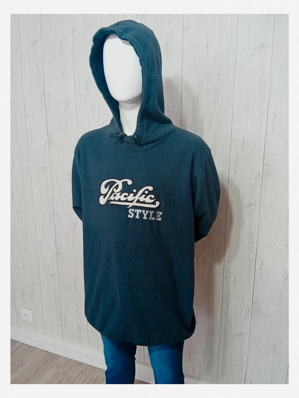 Pull polaire a capuche homme - couleur marine blanc - taille L/40 - shamp – Shamp – taille L 5