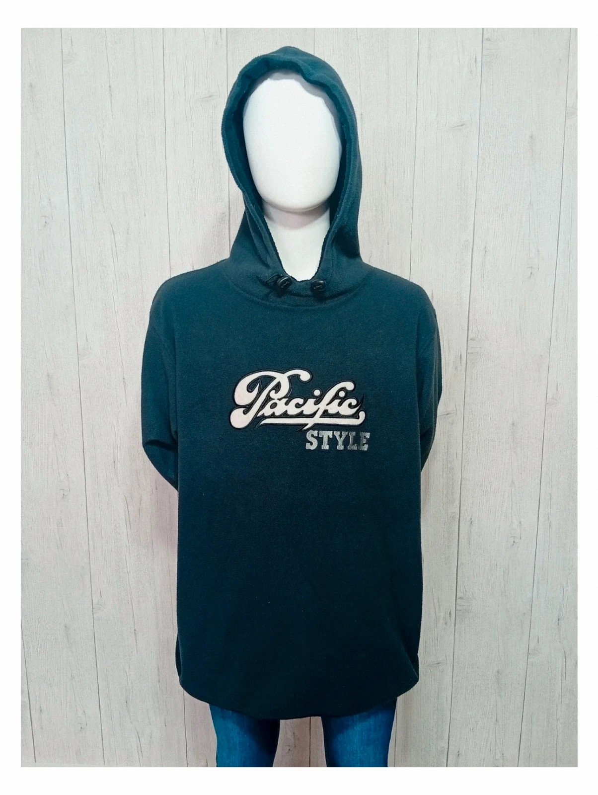 Pull polaire a capuche homme - couleur marine blanc - taille L/40 - shamp