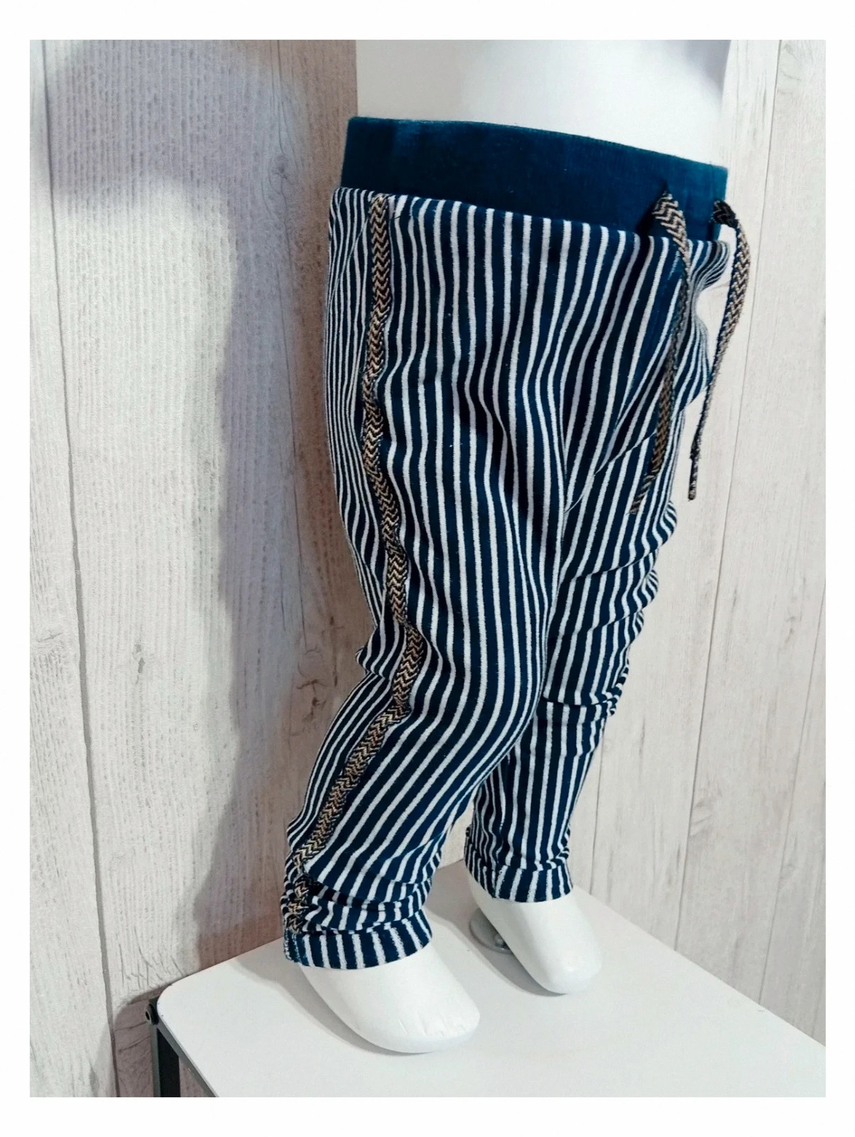 Pantalon fille a rayure - pommette - taille 2 ans (86 cm) - couleur marine et blanc - – Pomette – taille 18-24 mois / 86 cm 2
