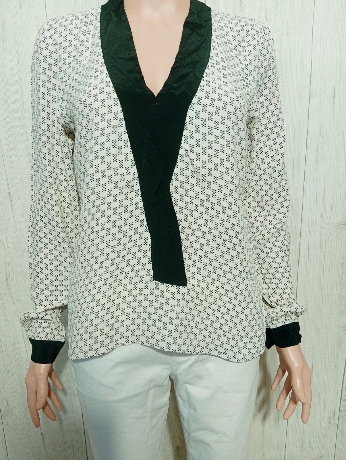 Blouse manches longues femme - taille S/36 - zara - couleur creme et noir – Zara Woman – taille S / 36 / 8 3