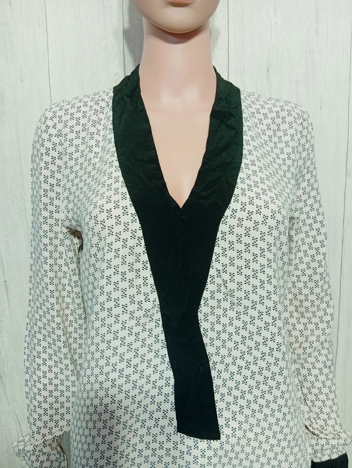 Blouse manches longues femme - taille S/36 - zara - couleur creme et noir – Zara Woman – taille S / 36 / 8 2