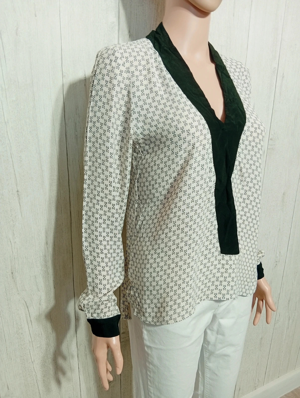 Blouse manches longues femme - taille S/36 - zara - couleur creme et noir – Zara Woman – taille S / 36 / 8 4