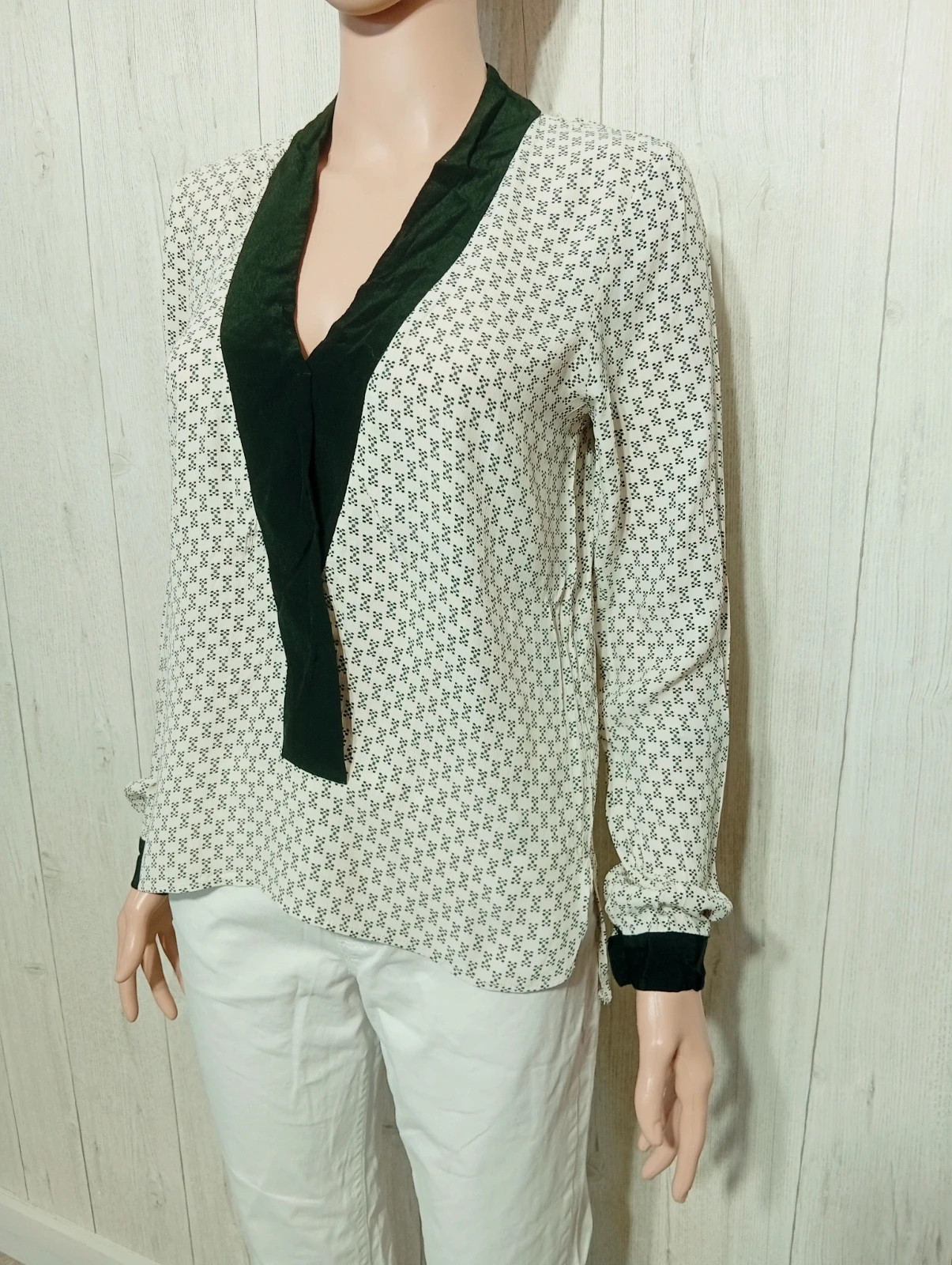 Blouse manches longues femme - taille S/36 - zara - couleur creme et noir – Zara Woman – taille S / 36 / 8 5