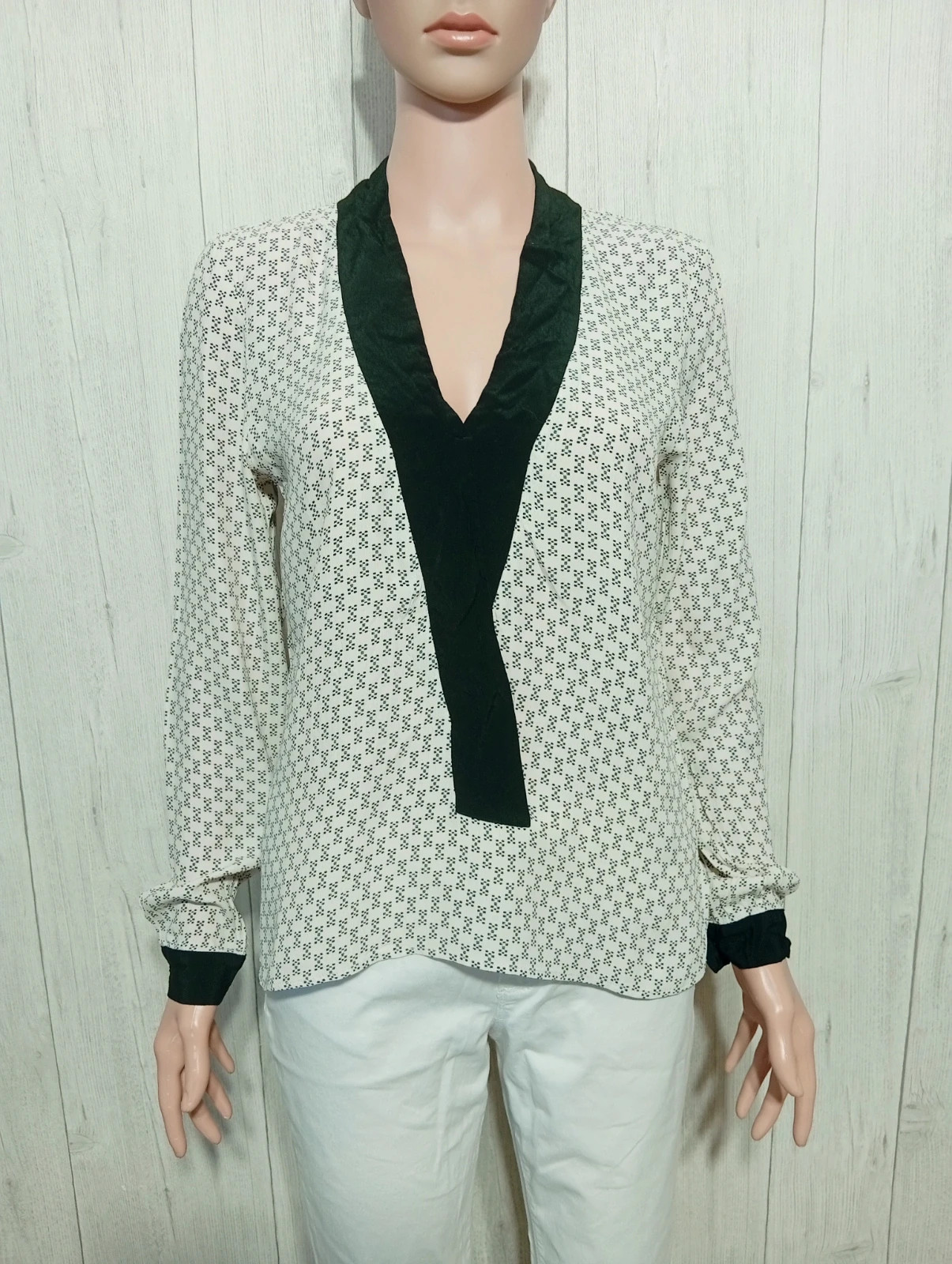 Blouse manches longues femme - taille S/36 - zara - couleur creme et noir