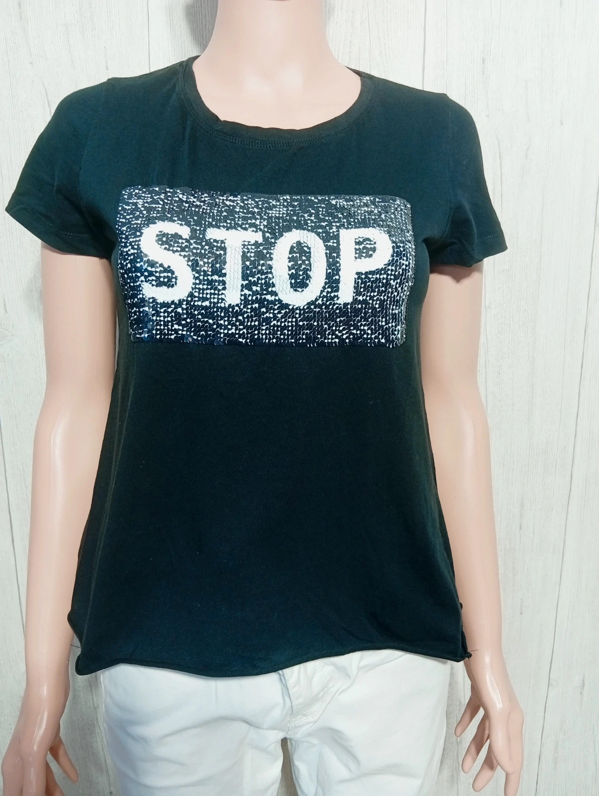 T-shirt manche courte femme - taille S/36 - Pull & bear - couleur noir et blanc – Pull & Bear – taille S / 36 / 8 3