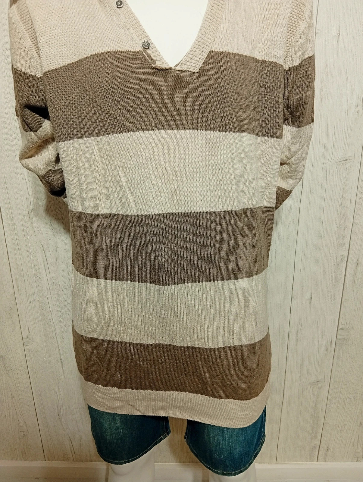 Sweat col V manches longues homme - taille XL/42 - Devred - couleur marron beige – Devred – taille XL 3