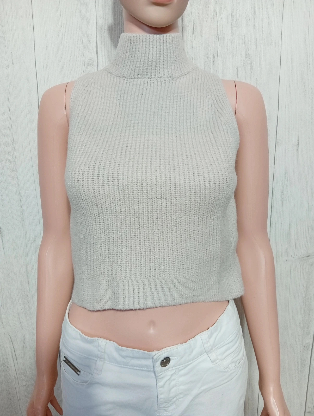 Top court sans manches femme - taille S/36 - Zara - couleur beige – Zara – taille S / 36 / 8