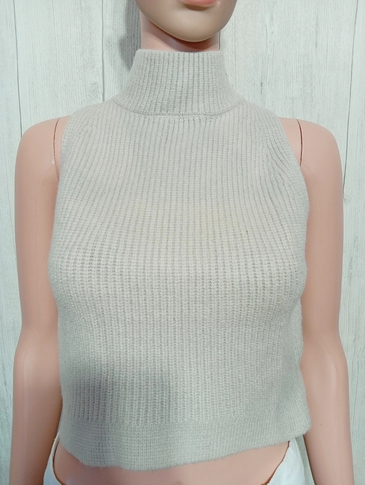 Top court sans manches femme - taille S/36 - Zara - couleur beige – Zara – taille S / 36 / 8 2