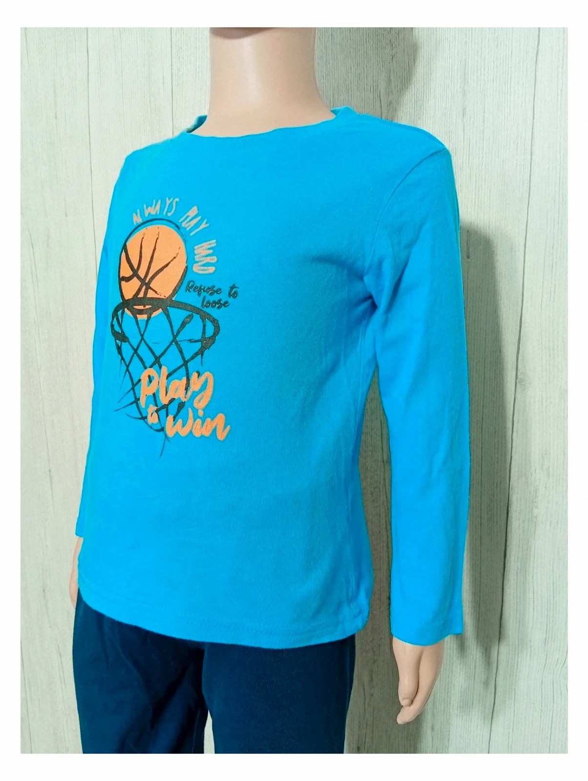 T-shirt garçon manche longue - taille 4 ans ( 101/107 cm) - couleur bleu noir et orange - inextenso – In Extenso – taille 4 ans / 104 cm 5