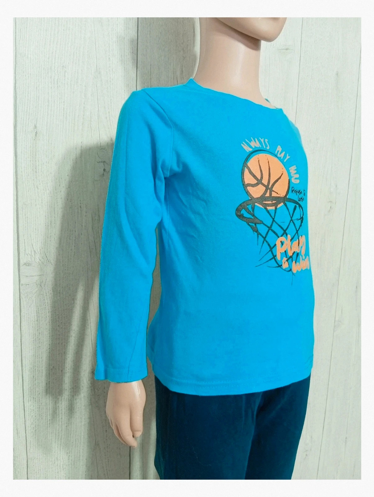 T-shirt garçon manche longue - taille 4 ans ( 101/107 cm) - couleur bleu noir et orange - inextenso – In Extenso – taille 4 ans / 104 cm 4