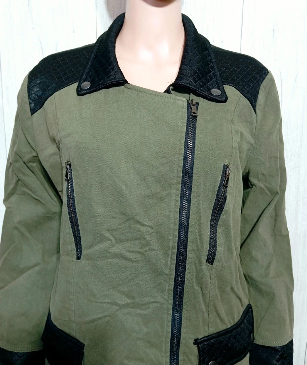 Veste perfecto femme - taille XL/42 - couleur kaki et noir – taille XL / 42 / 14 2