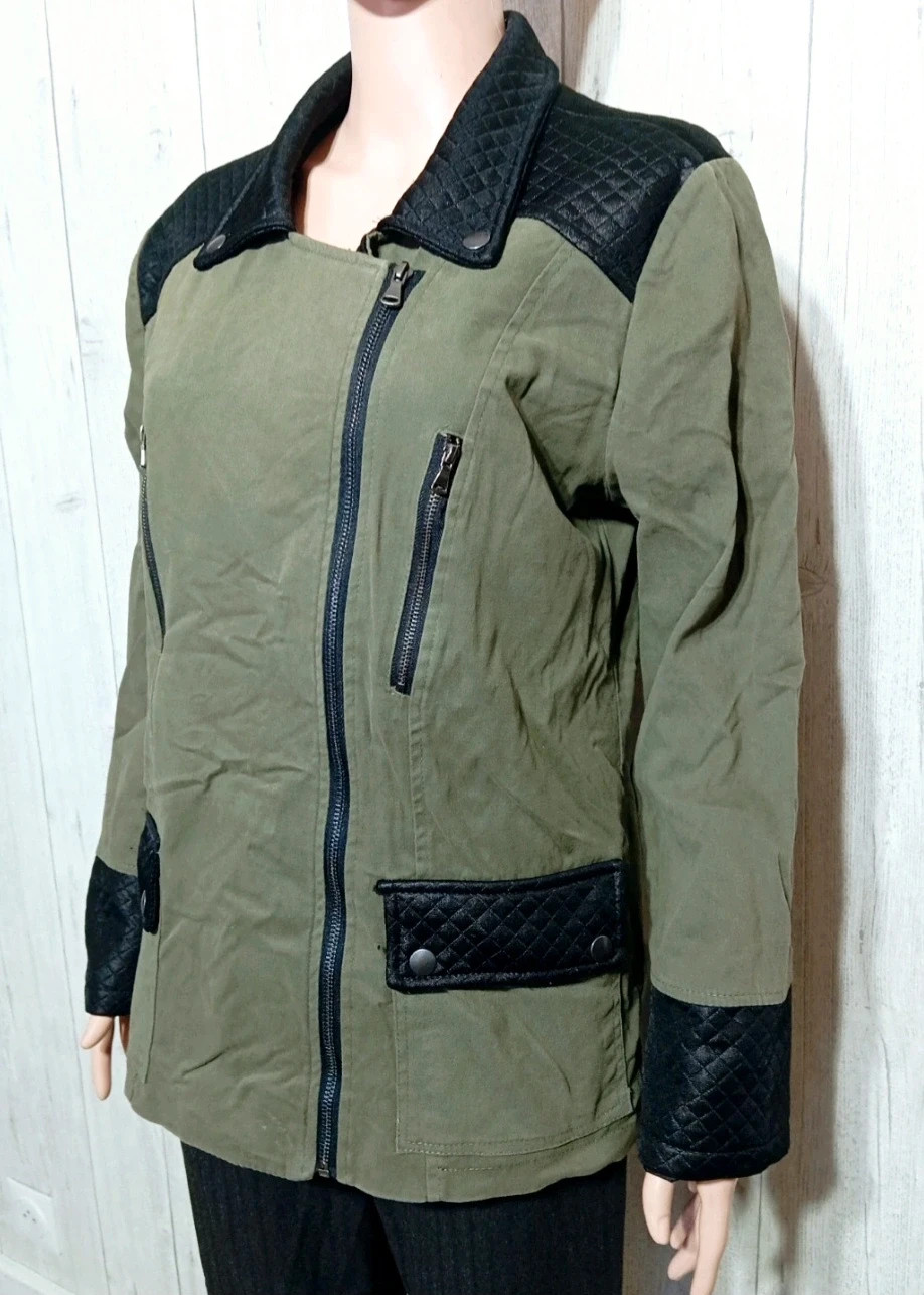 Veste perfecto femme - taille XL/42 - couleur kaki et noir – taille XL / 42 / 14 5