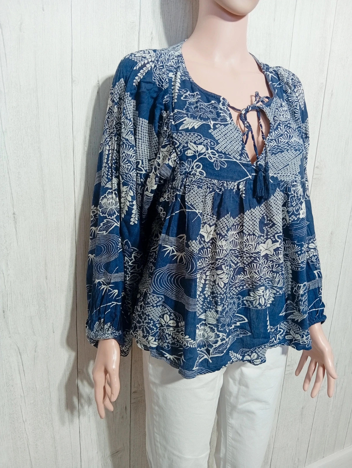 Blouse femme - taille S/36 - Ralph Lauren - couleur marine Blanc – Ralph Lauren – taille S / 36 / 8 5