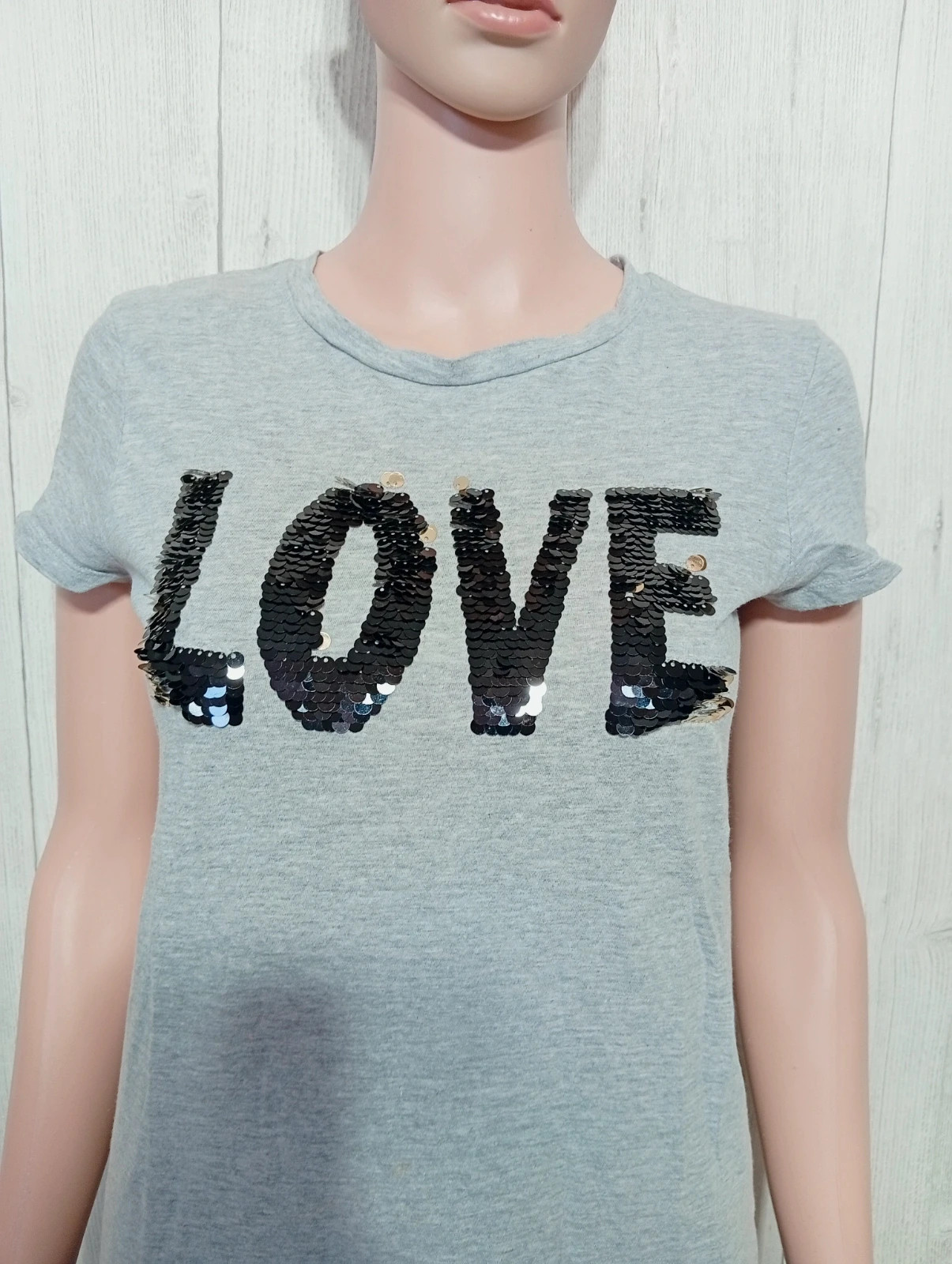 T-shirt manche courte femme - taille S/36 - Kiabi - couleur gris noir dore – Kiabi – taille S / 36 / 8 2