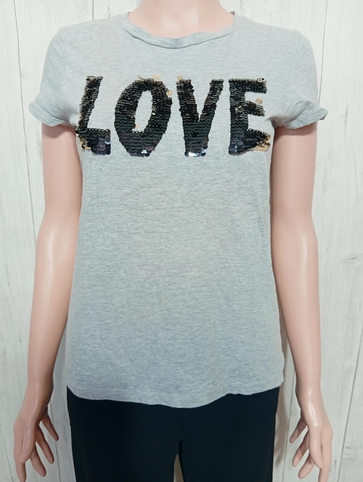 T-shirt manche courte femme - taille S/36 - Kiabi - couleur gris noir dore – Kiabi – taille S / 36 / 8 3