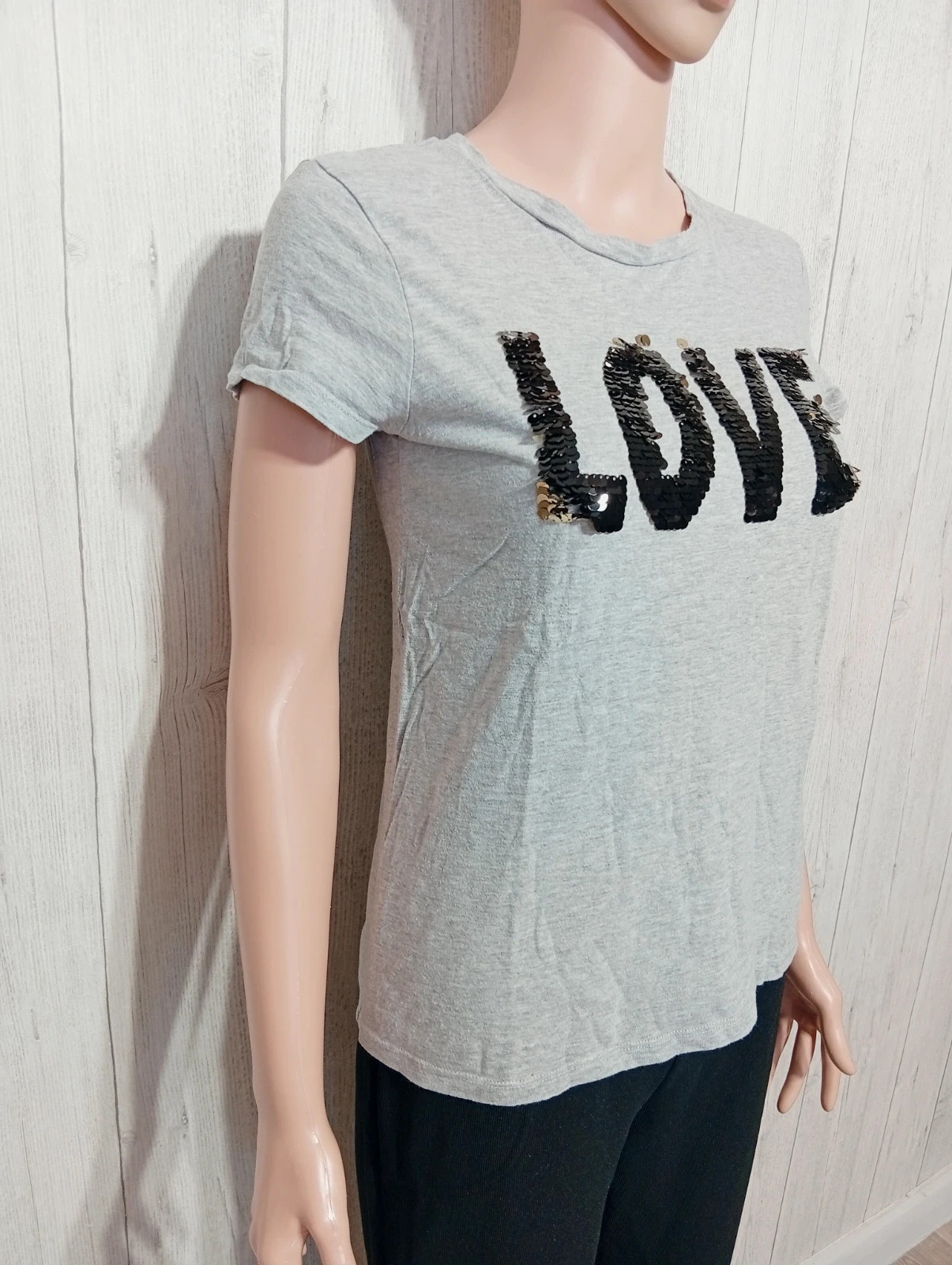 T-shirt manche courte femme - taille S/36 - Kiabi - couleur gris noir dore – Kiabi – taille S / 36 / 8 4
