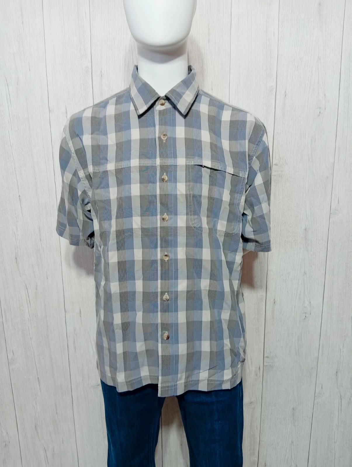 Chemise a carreaux homme - taille S/36 - The North face - couleur bleu blanc et gris